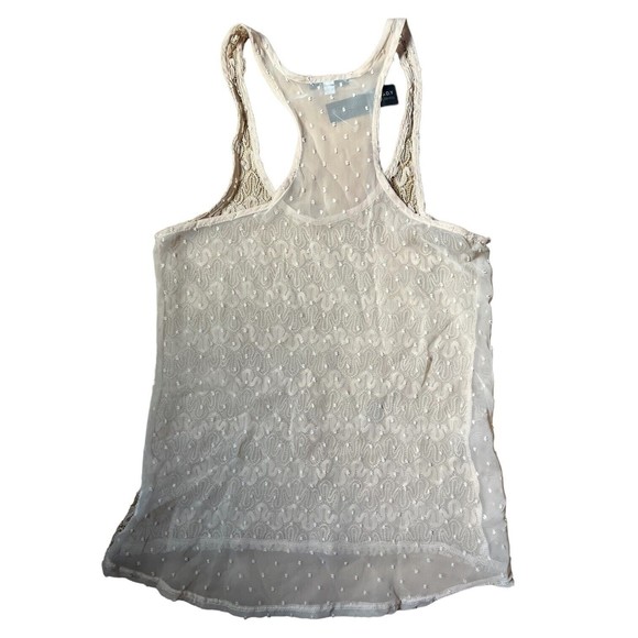 Shine On You Gold Sheer Tank Top Lace Front Mesh Back M See Through - Picture 4 of 8